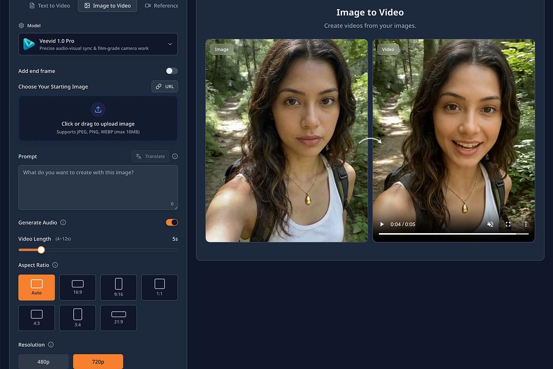 Cinematic AI Video Studio – Veevid AI