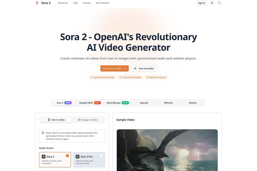 Sora 2 AI – Hollywood-Grade Video Physics & Audio